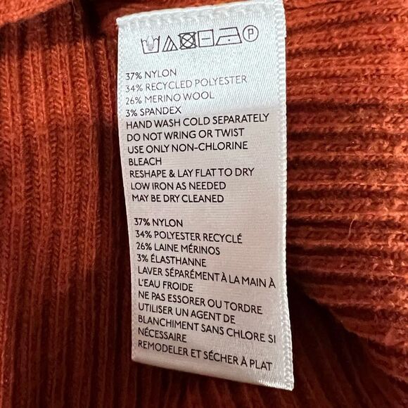 Anthropologie ett:twa Orange Knit Pullover V-Neckline Sheath Sweater Dress Sz M - Picture 10 of 13